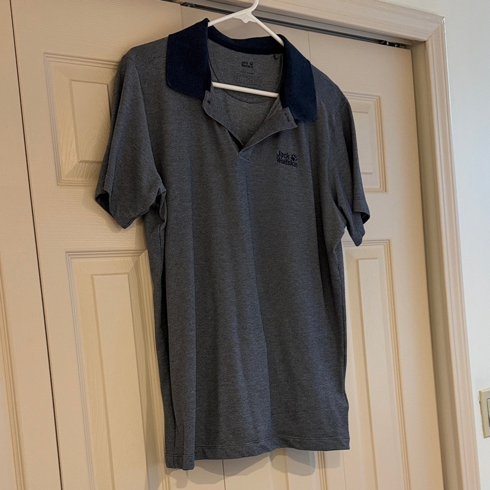 Jack Wolfskin Blue Polo with Dark Blue Collar
